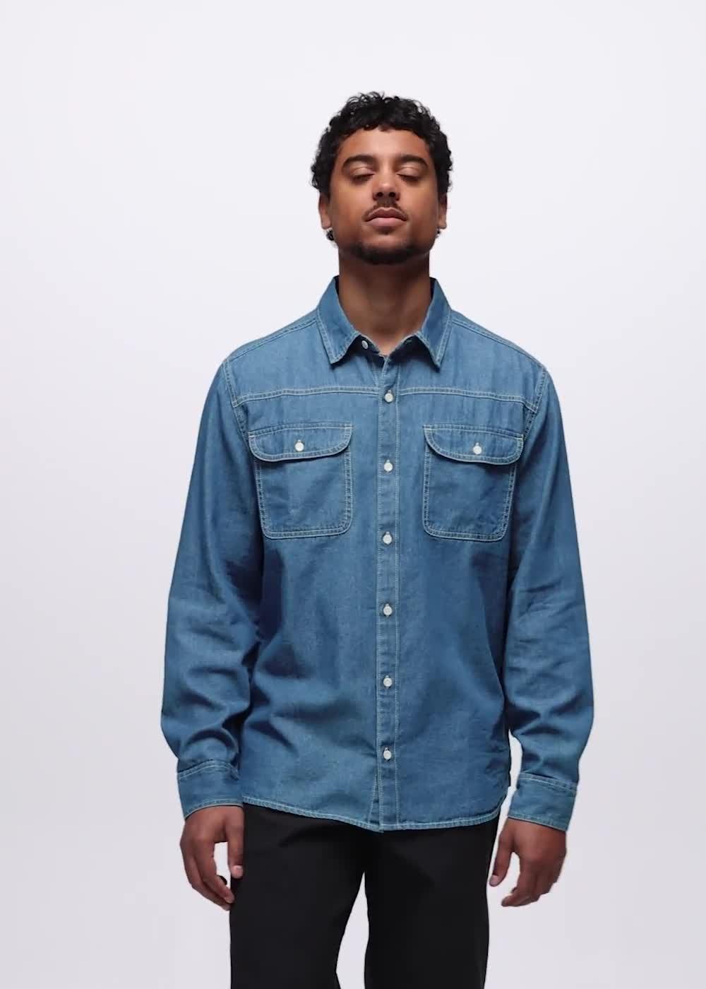 Meares Denim Long Sleeve Shirt, Color: Medium Wash