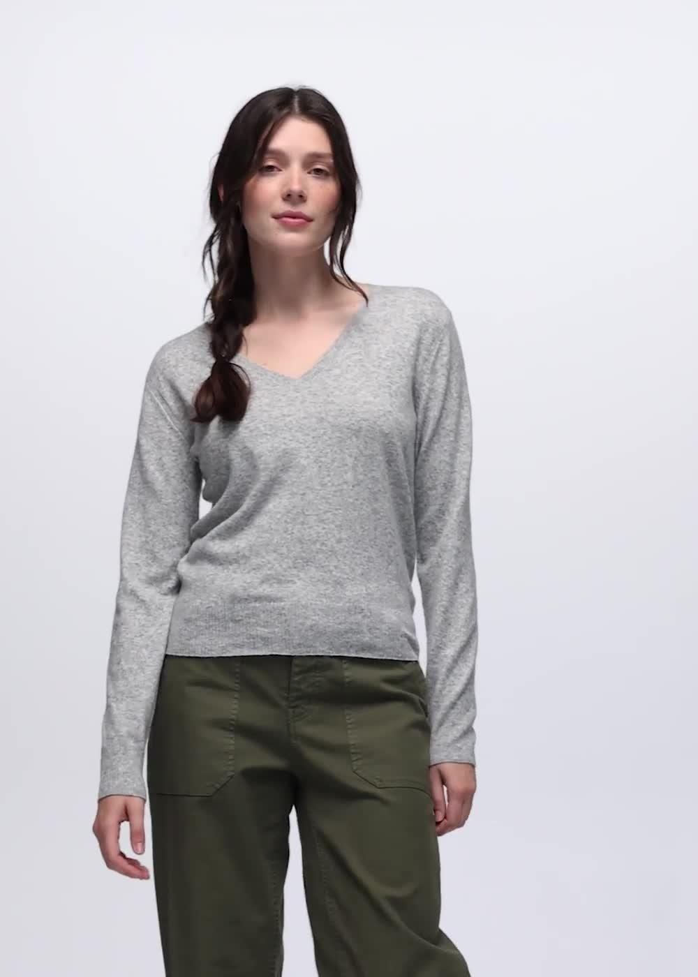 Three Falls V-Neck Sweater, Color: Heather Grey