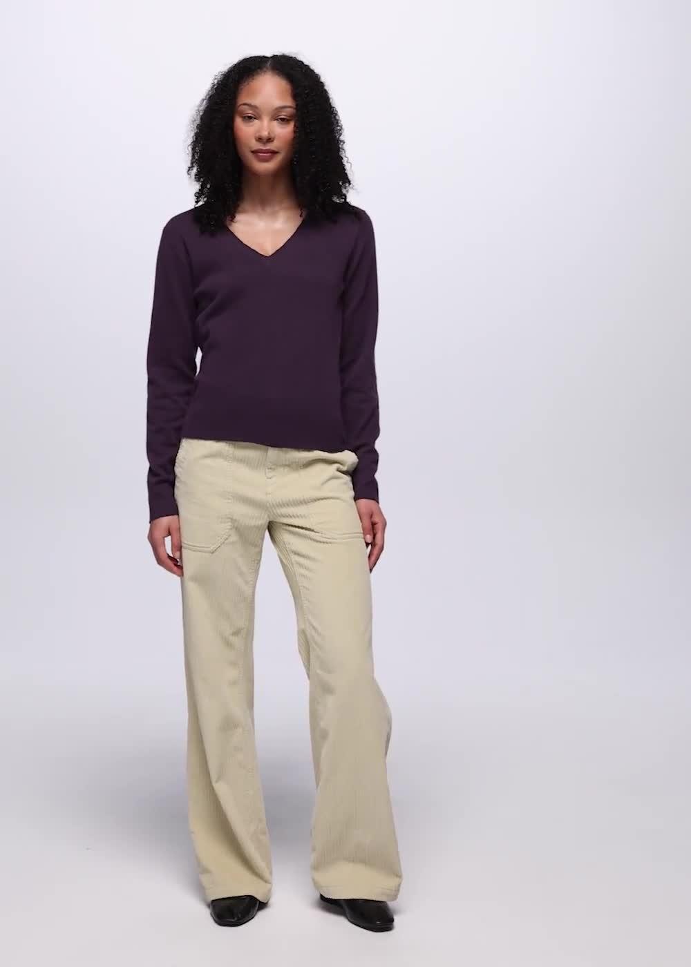 Three Falls V-Neck Sweater, Color: Huckleberry