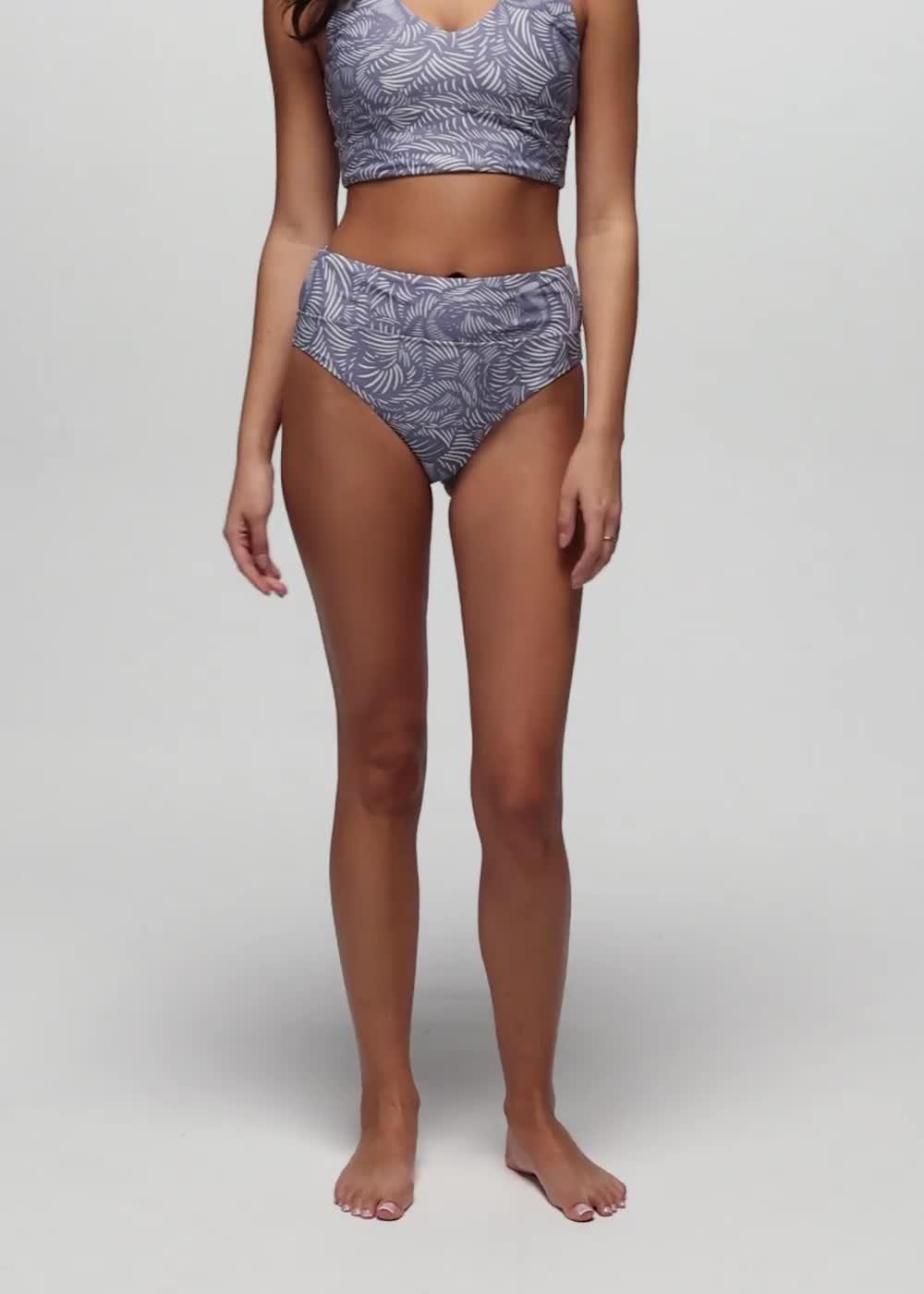 Summer Wave High Rise Swim Bottom, Color: Taro Currents