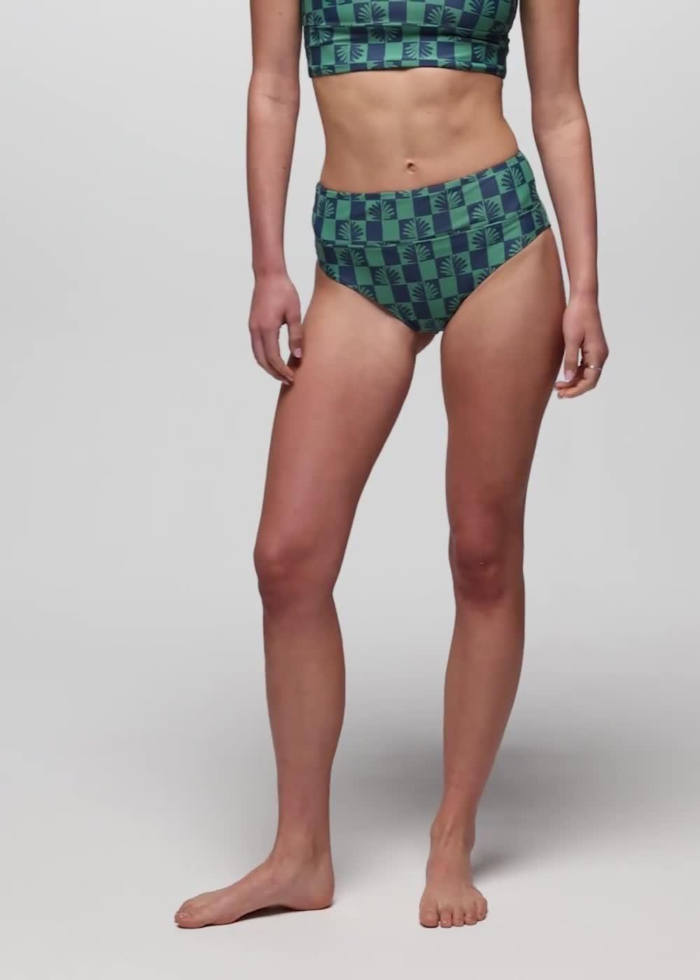 Summer Wave High Rise Swim Bottom, Color: Bluff Blue Checker