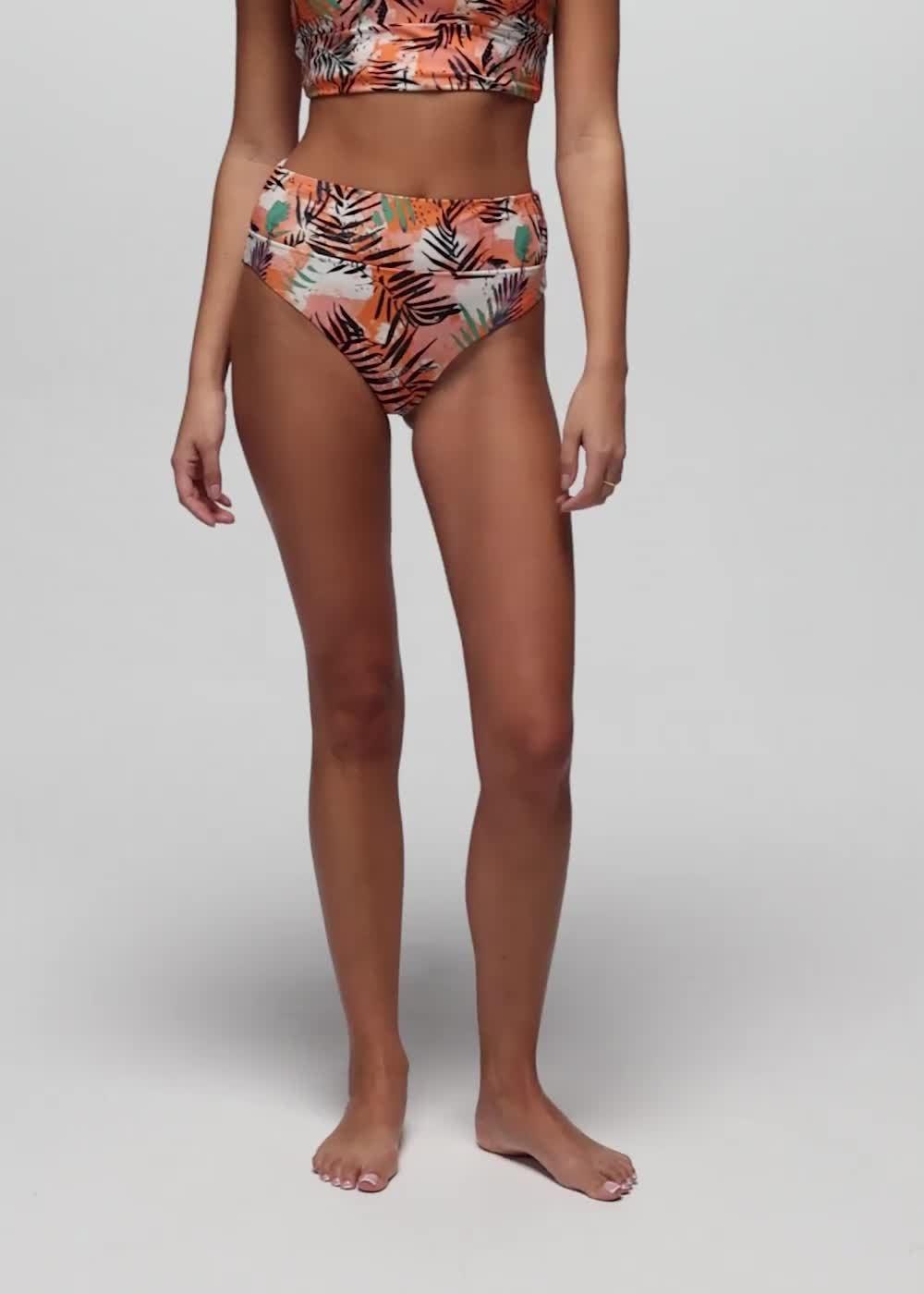 Summer Wave High Rise Swim Bottom, Color: Papaya Island Fever