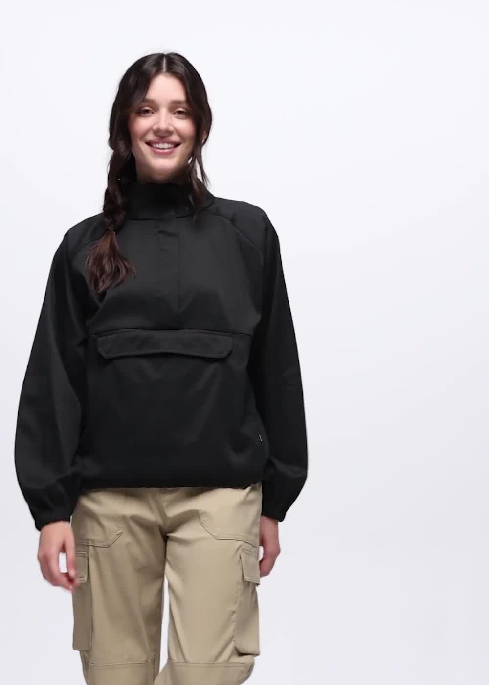 Stretch Zion Half Zip Popover, Color: Black