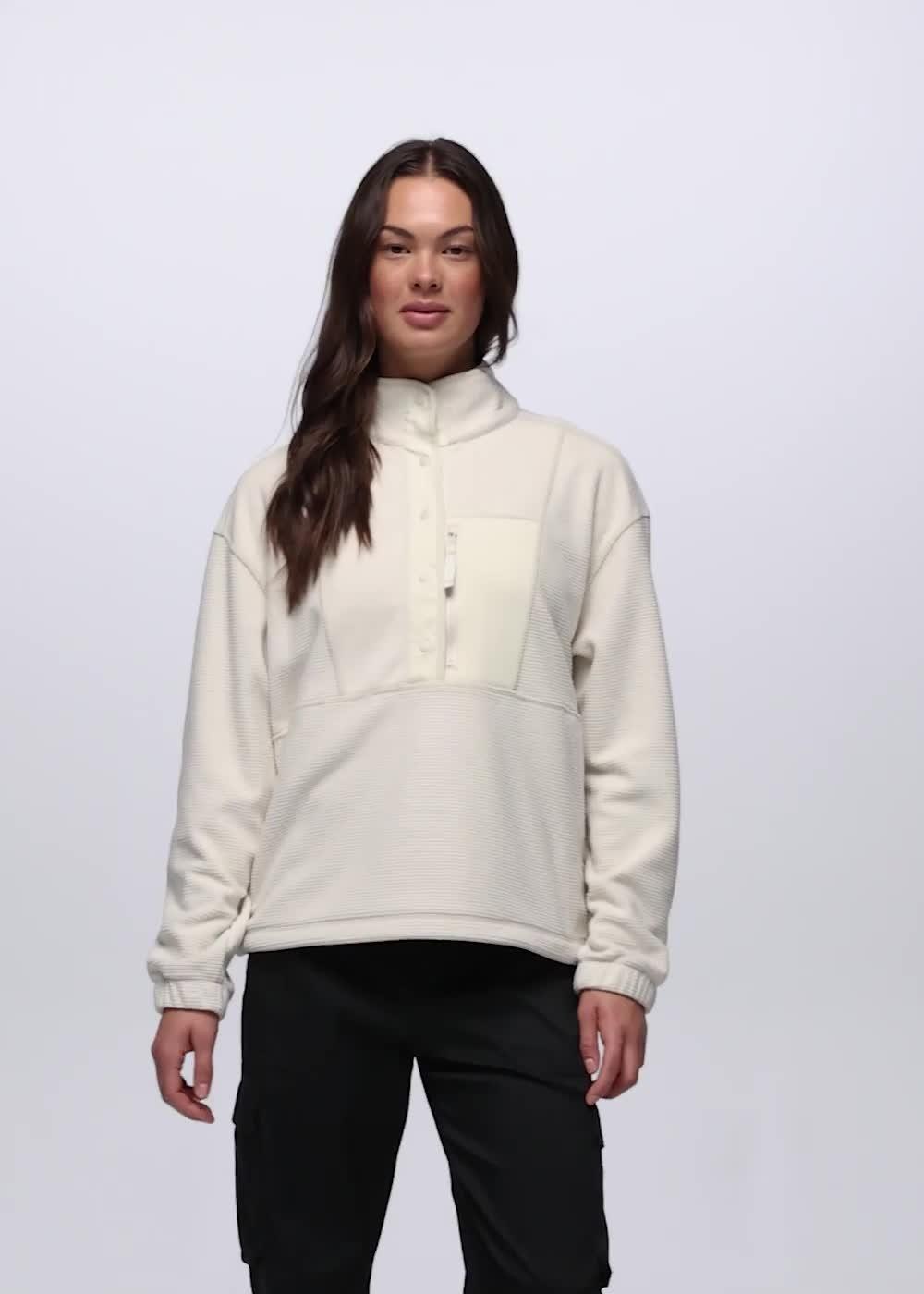 Stretch Zion Fleece Half Snap, Color: Beach Pebble