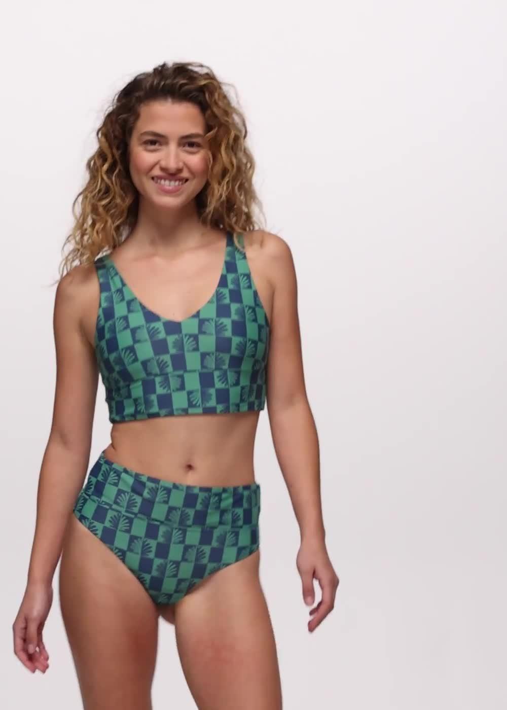 Summer Wave Reversible Swim Top, Color: Bluff Blue Checker